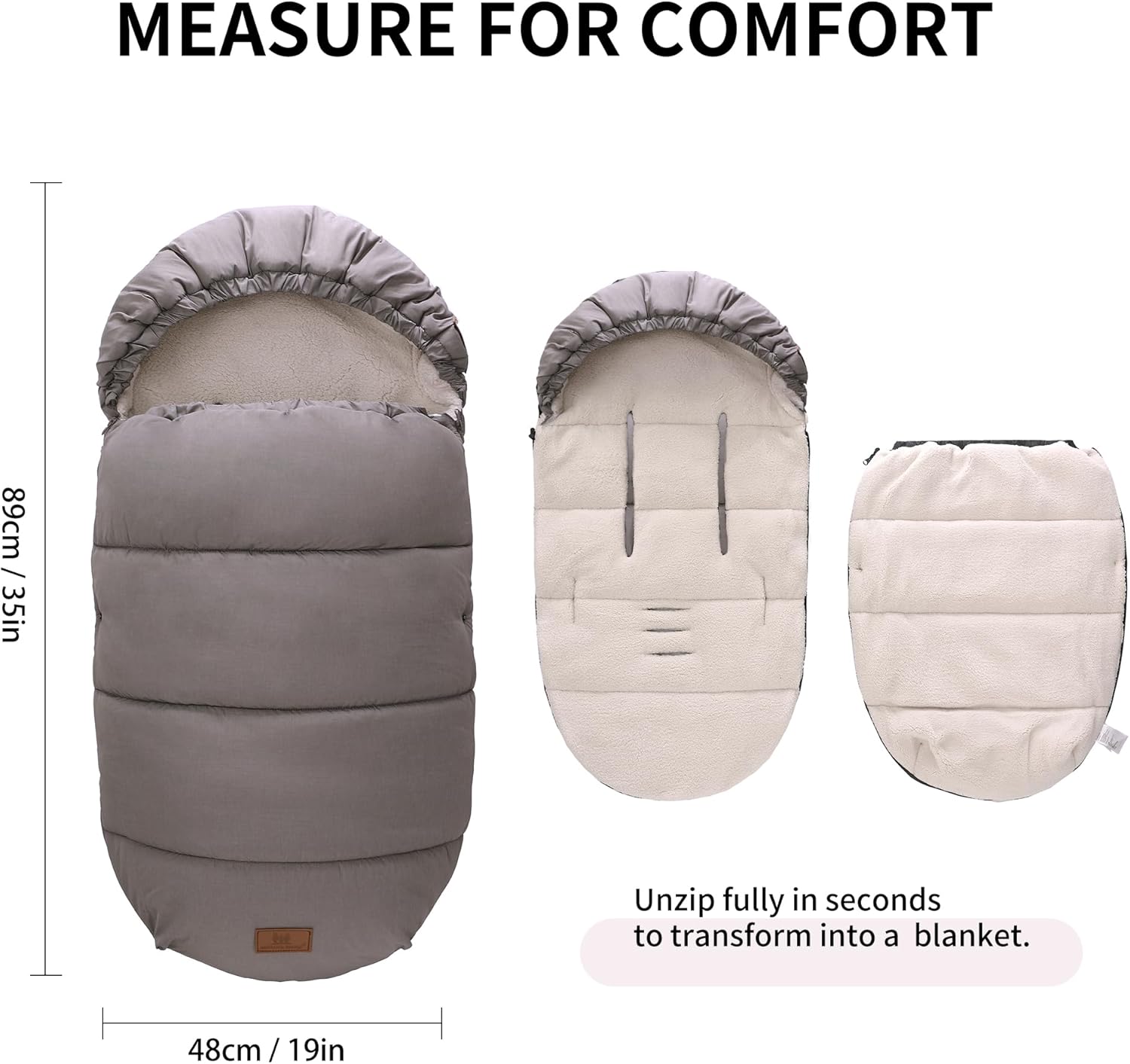 Miracle Baby Bunting Bag for Stroller, Warm Fleece Footmuff with Zippers, Convertible Infant Toddler Sleeping Bag Blanket for Boys Girls