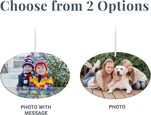 Miniatura 4 de Let's Make Memories Adorno de Navidad ovalado con foto personalizada, decoración navideña de recuerdo, foto personalizada, mensaje