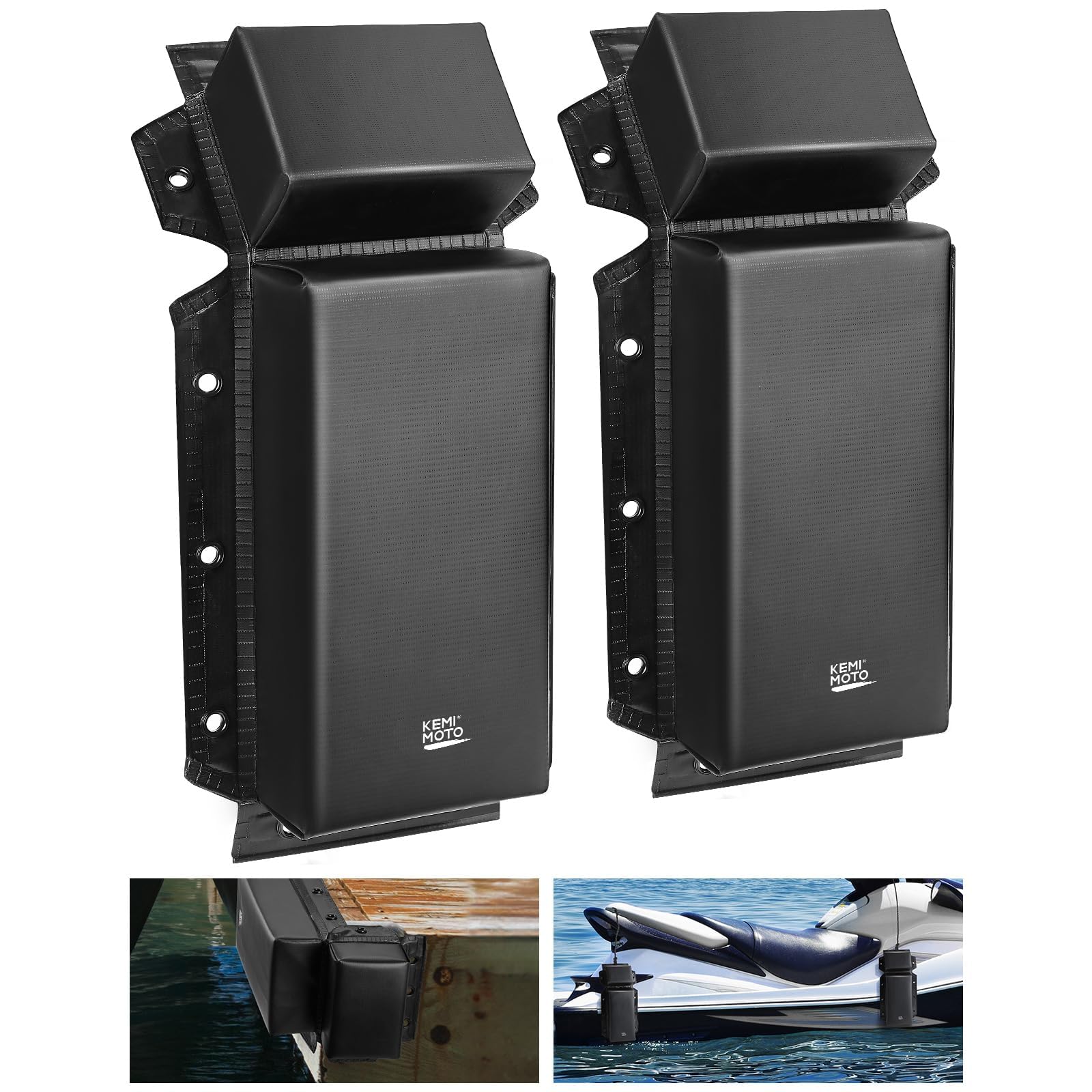 KEMIMOTO Boat Bumpers for Docking, Marine Dock Fender for Straight-Edge or Corner, Mounting Hardware Included, 2Pack PWC Fenders Boat Fenders Bumpers with 2 Ropes