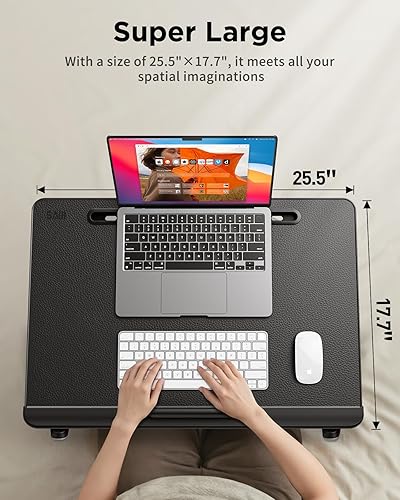 Miniatura 2 de SAIJI Escritorio para laptop para cama XXL extra grande con soporte ajustable de ángulo de altura mejorado, bandeja multiusos para computadora