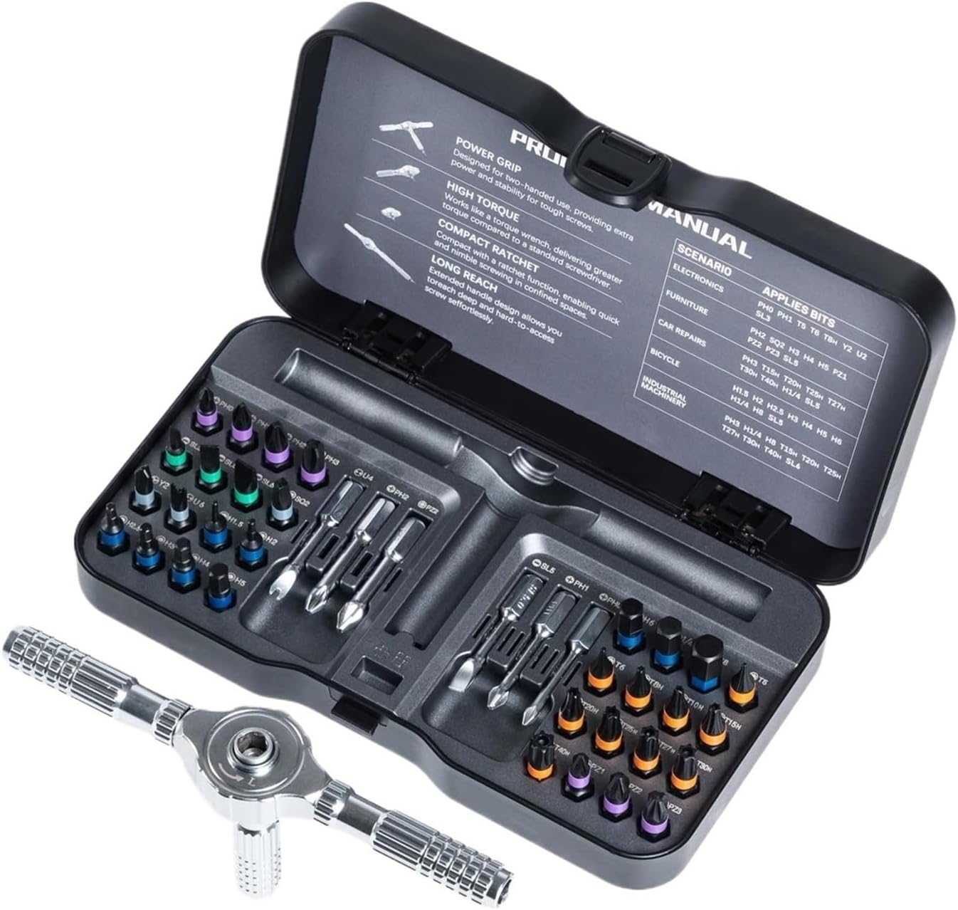 Gearless Ratchet Screwdriver Set With 1/4 Inch Magnetic S2 Steel Bits, Precision Multi-Purpose Repair Tool Kit With Nut Drivers And Compact Storage Case(66 In 1 Black)