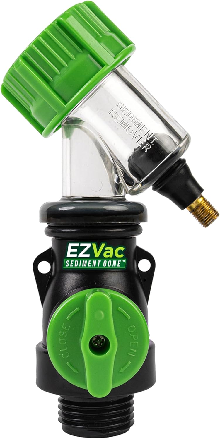EZVac Sediment Gone™ Water Heater Sediment Removal Tool – Flushes, Cleans & Breaks Up Sediment Clogs in Electric or Gas Water Heaters – Easy DIY Water Heater Cleaning Tool