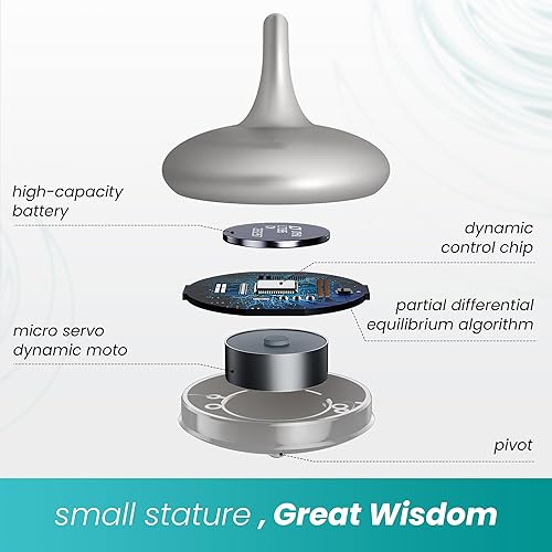 Miniatura 2 de Parte superior giratoria, gira para siempre durante más de 4 horas, con efecto de iluminación. (aleación de aluminio, plata espacial)