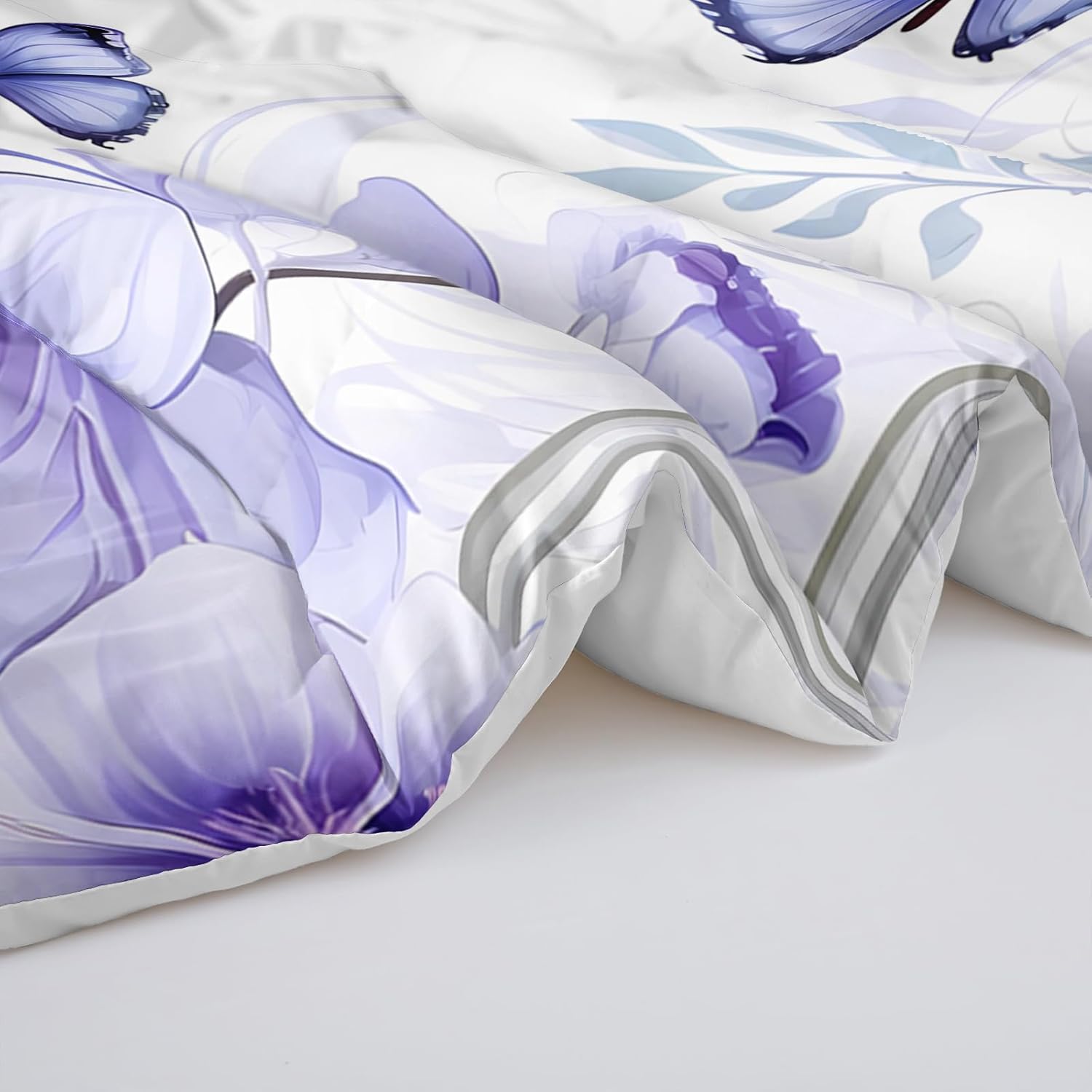 Purple Paris Eiffel Tower City Bedding Set for Girls Kids Women Couple Bedroom, Butterfly Quilt Queen Size Comforter for Audlt, 3Pcs Flower Comforter Set with1 Comforter and 2 Pillow Cases