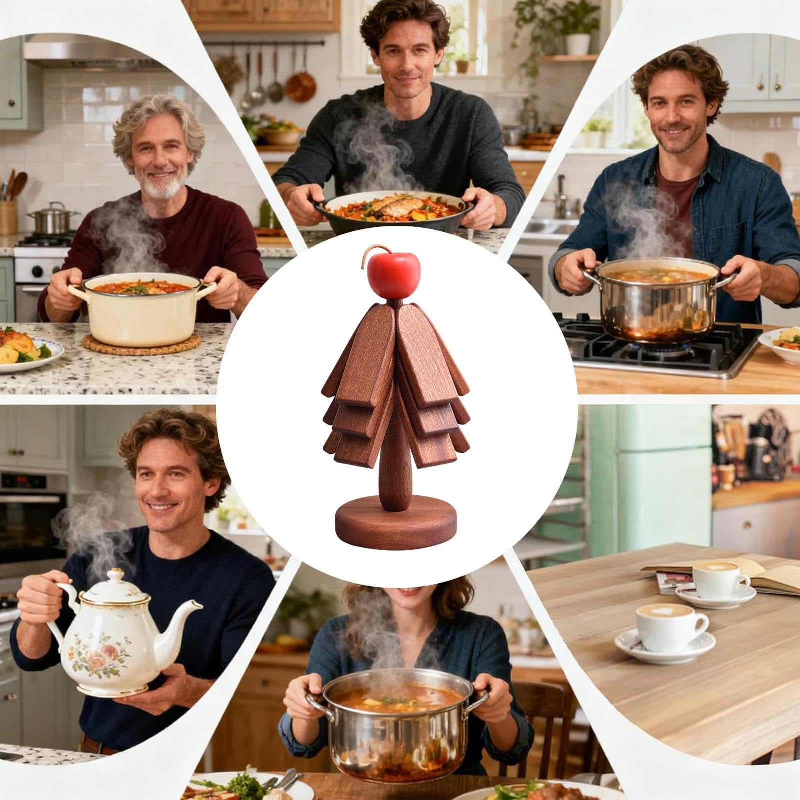 Lot de dessous de verre de Noël en bois, pliables, peu encombrants