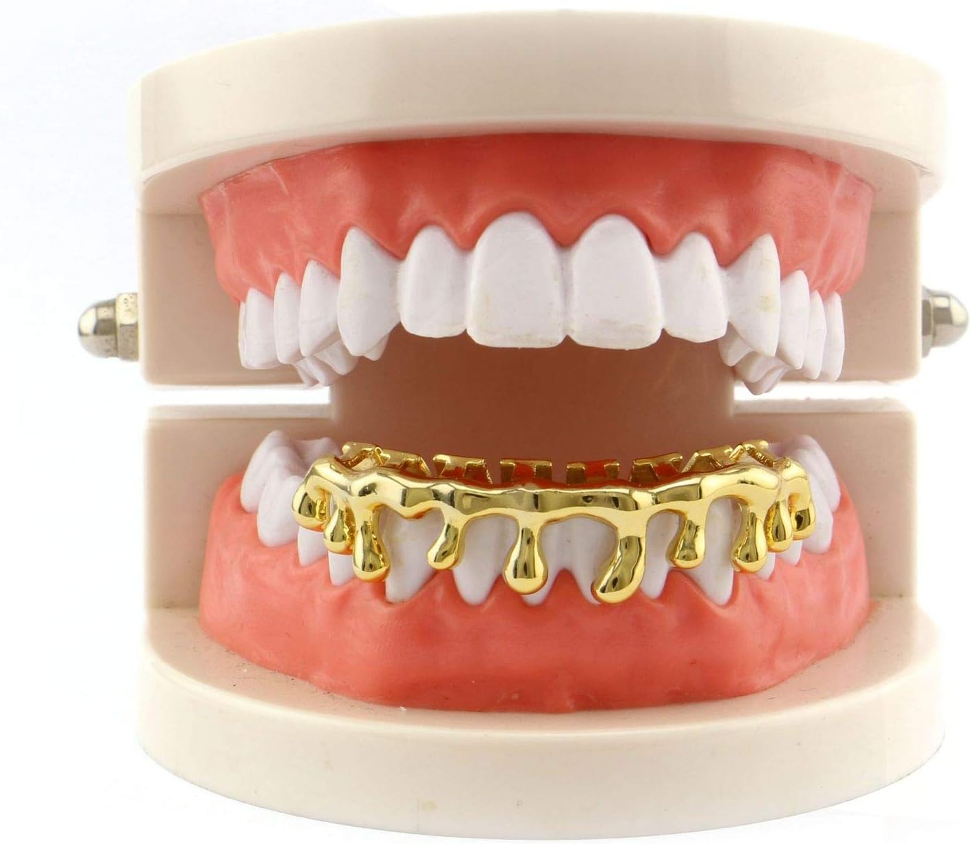 18k Gold Teardrop Bottom Grillz 6 Teeth Lower Teeth Drip Cap Grillz