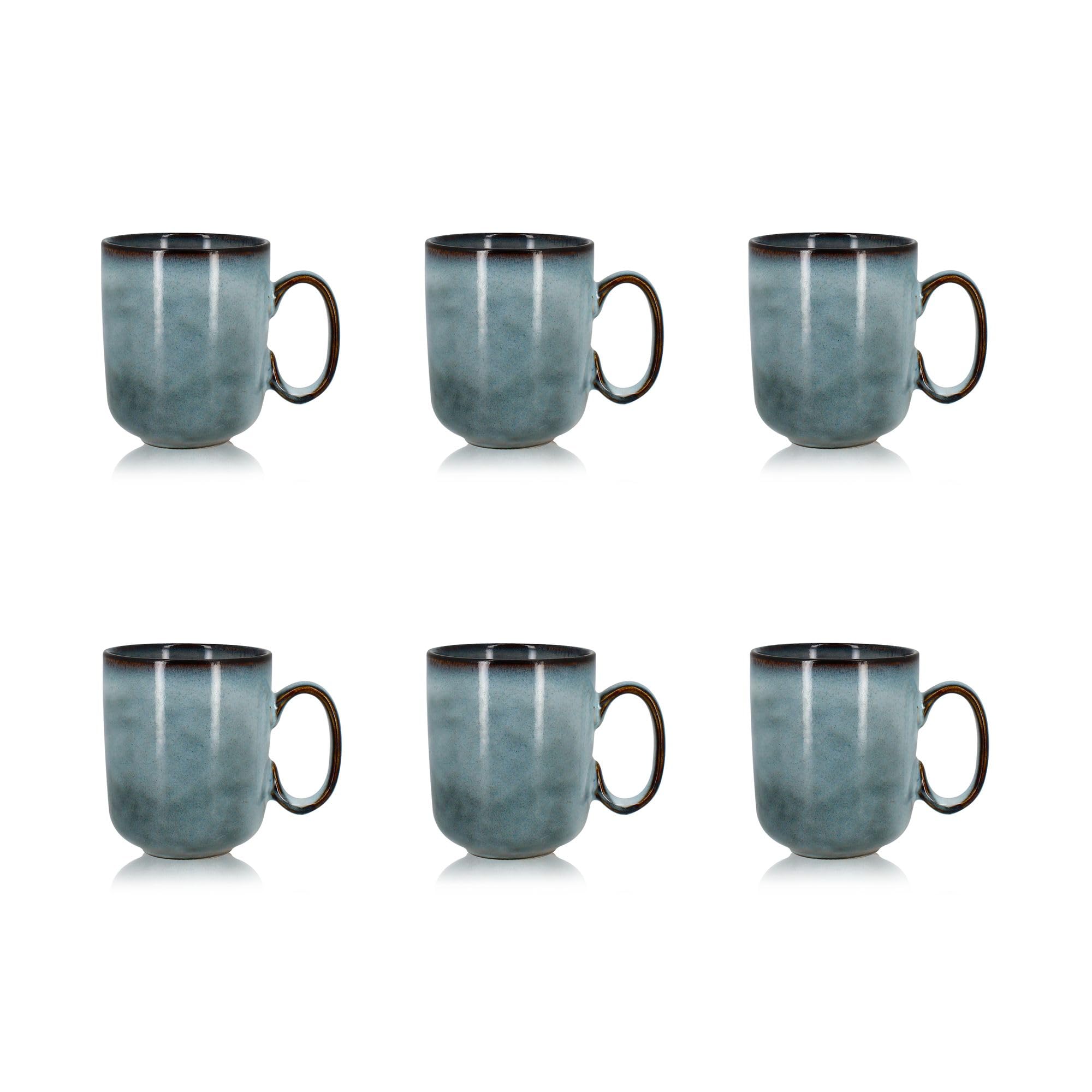 OGO LIVING Lot 6 mugs aronal 40cl en grès bleu pour la maison - design et résistance - 2614707