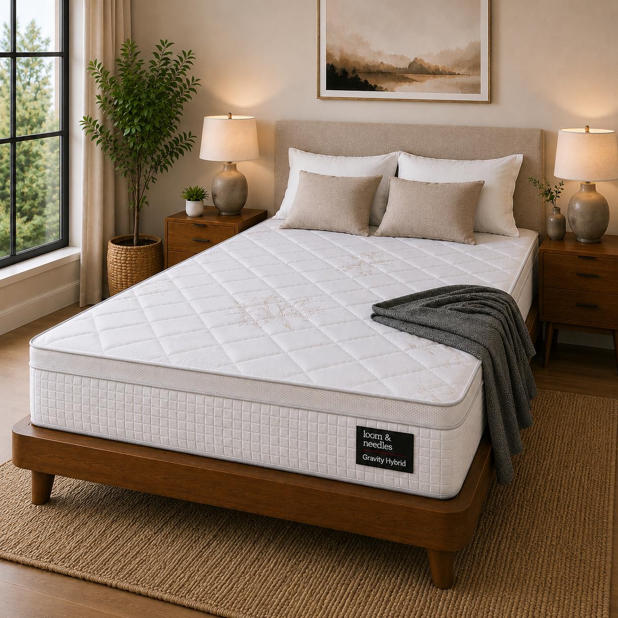 LOOM & NEEDLES 78x72x6 Inches King Size Mattress | Hybrid Latex Pocket Spring Mattress | Zero Gravity Partner Disturbance | 5 Zoned Euro Top 7 Layer Medium Firm Memory Gel Foam Eurotop Mattresses