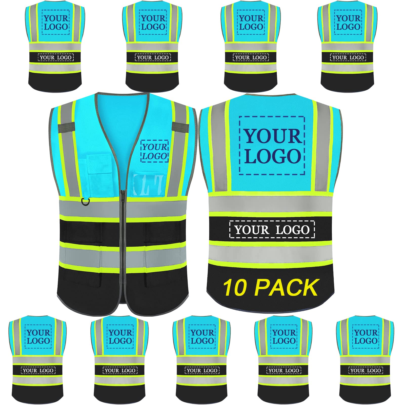 BeautyWill Custom Logo Safety Vest Class2 High Visibility Reflective Vest Breathable Construction Vest