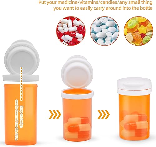 Miniatura 3 de Botella de píldoras con tapa desecante, botella de medicina, botellas de píldoras vacías con tapas, botellas de píldoras vacías (6 dram, paquete de