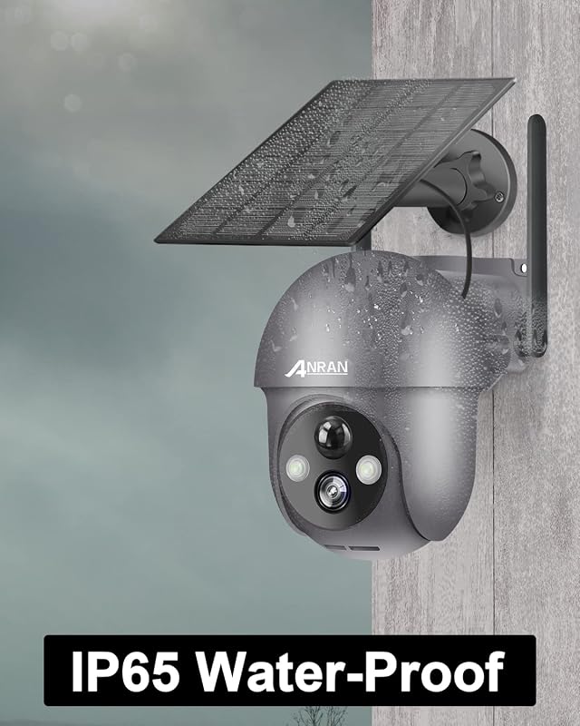 ANRAN 2K Kültéri WiFi Biztonsági Kamera 360° Forgatható Napelemes PIR Mozgásérzékelővel, Reflektorfénnyel, Kétirányú Hanggal, Éjjellátóval,