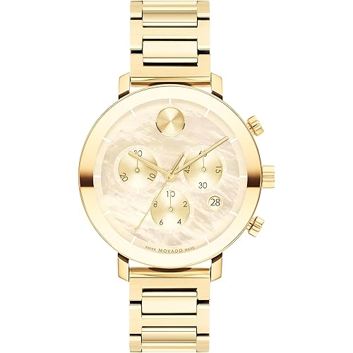 Movado Women's Bold Evolution Gold Ion-Plated Stainless Steel Case and Link Bracelet, Yellow Gold (Model: 3600788)
