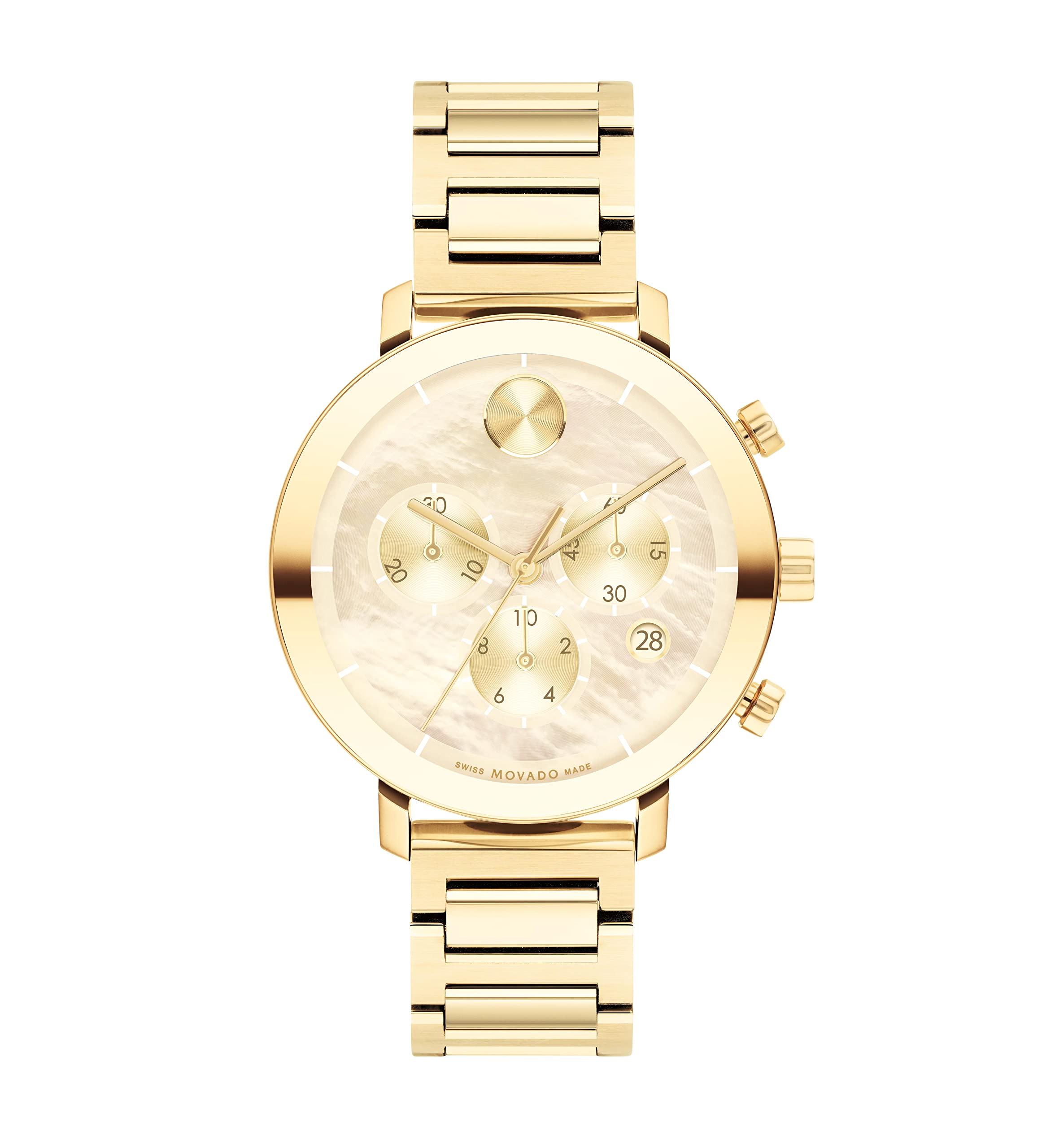 Movado Women's Bold Evolution Gold Ion-Plated Stainless Steel Case and Link Bracelet, Yellow Gold (Model: 3600788)