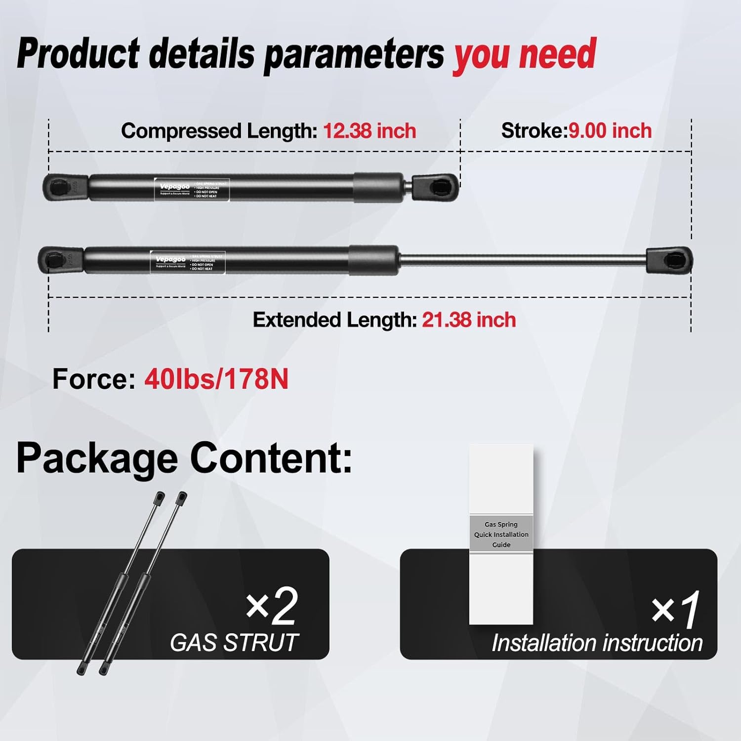 Vepagoo Windshield Front Window Struts Can-Am Defender Hd10 2016-2021, Shock for HD5 HD8 Max Pro Cab Interior Lift Supports Spring, 70580030, C16-11968, 2Pcs