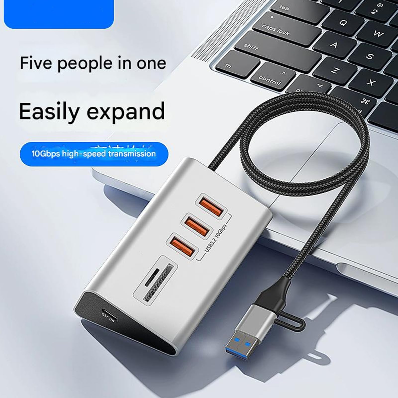 Hub USB 3.2 di tipo C ad alta velocità 10Gbps Multiport Adapter Card Reader per laptop Design in lega di alluminio Mozzi USB C Multiport in alluminio
