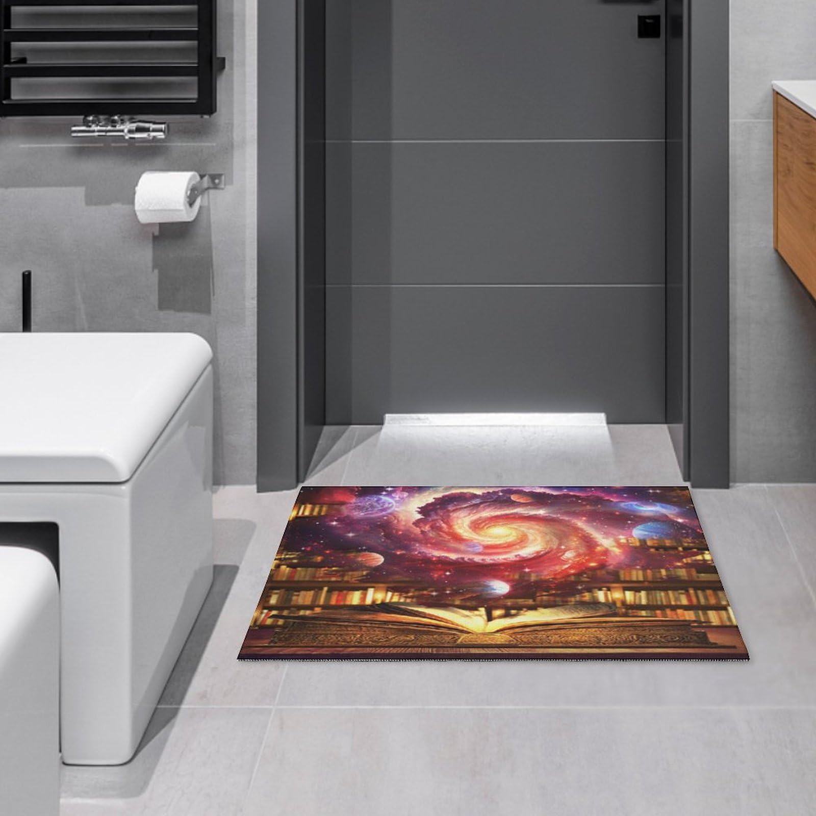 Fantasy Outer Space Magic Book Rug Bedroom Living Room Kitchen Abstract Galaxy Starry Sky Night Universe Planet Vintage Books Area Rugs Nebula Throw Rugs Yoga Floor Mat Carpet 23.6“W”x15.7“L”