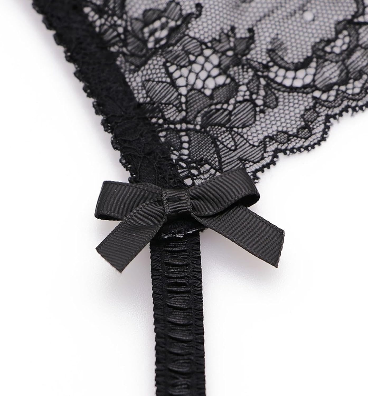 Lace High Waist Suspender Belt See Through Garter Belt with 4 Straps and Clip for Thigh High Stockings Lace Garter
