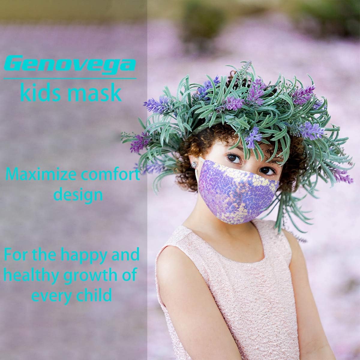 Kids Reusable Face Mask with Adjustable Ear Loops, Sequin Washable Breathable Layer Mask Cover, Soft Fabric Cute Fashion Designer Madks for Girls Boys Chirldren