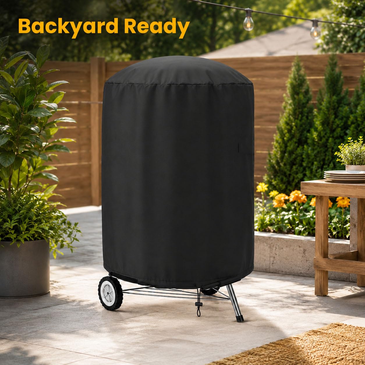 Copertura Barbecue per Char-Broil Kettle 18.5in 2012-2025 | Rotonda Telo Grill Esterno Impermeabile Resistente Meteo Oxford Durevole Coulisse Regolabile Giardino Terrazza Patio Anti-UV