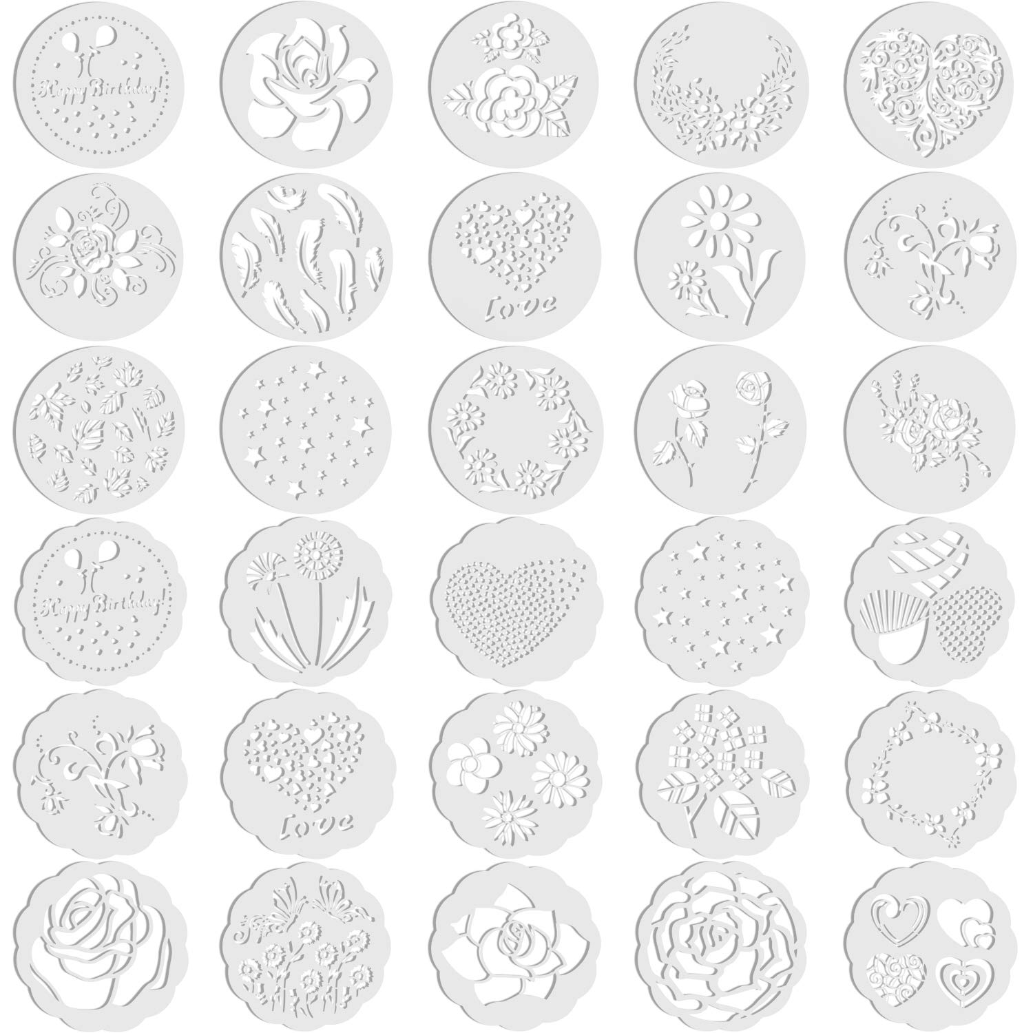 30 Pieces Cake Stencils Decorating Cake Stencil Template Baking Stencil