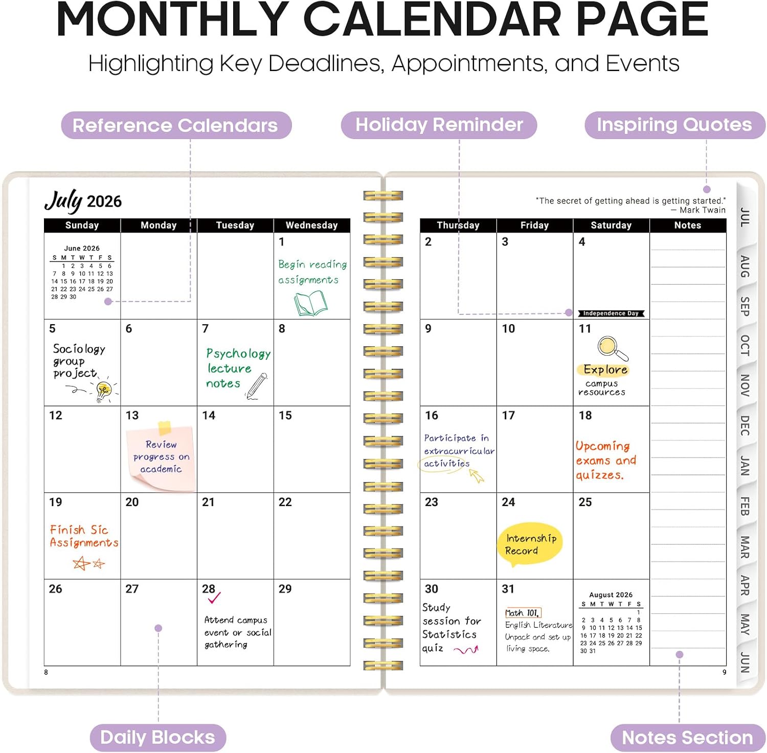 Taja Planner 2026-2027, Jul 2026-Jun 2027 Monthly & Weekly Calendar Book image 2