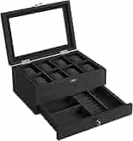 SONGMICS Porta Orologi Da 24 Posti Con Vetro - Scatola Elegante Per Collezionisti, Idea Regalo, Nero - Foto 7