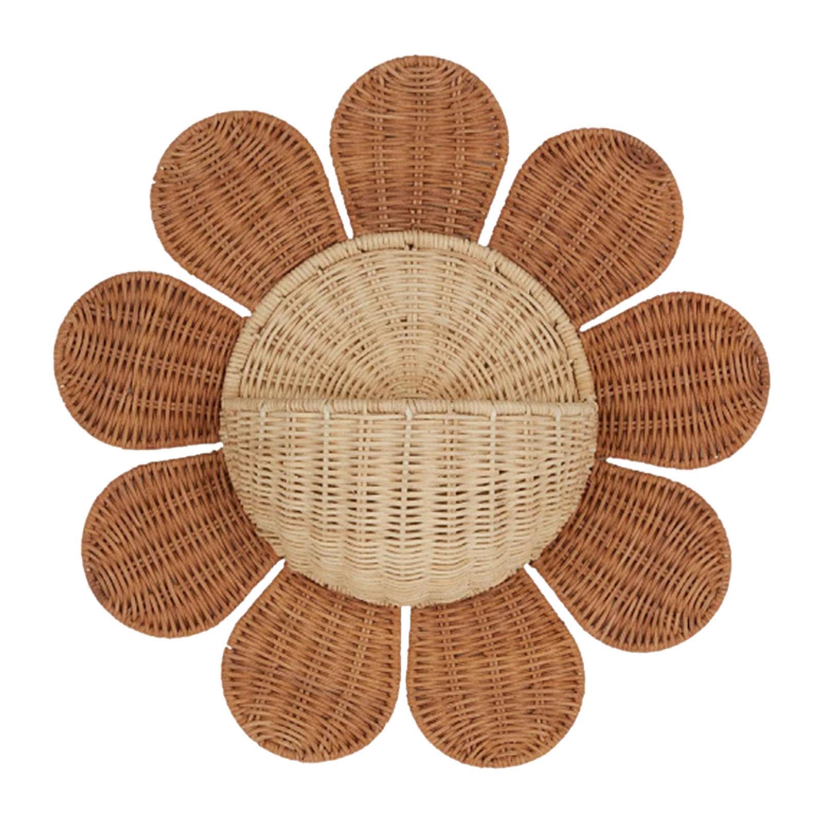 Bothyi Wall Mount Basket Decorative Boho Rattan Mail Holder Woven Basket Storage Basket for Kitchen Nursery Pantry Laundry Room Home