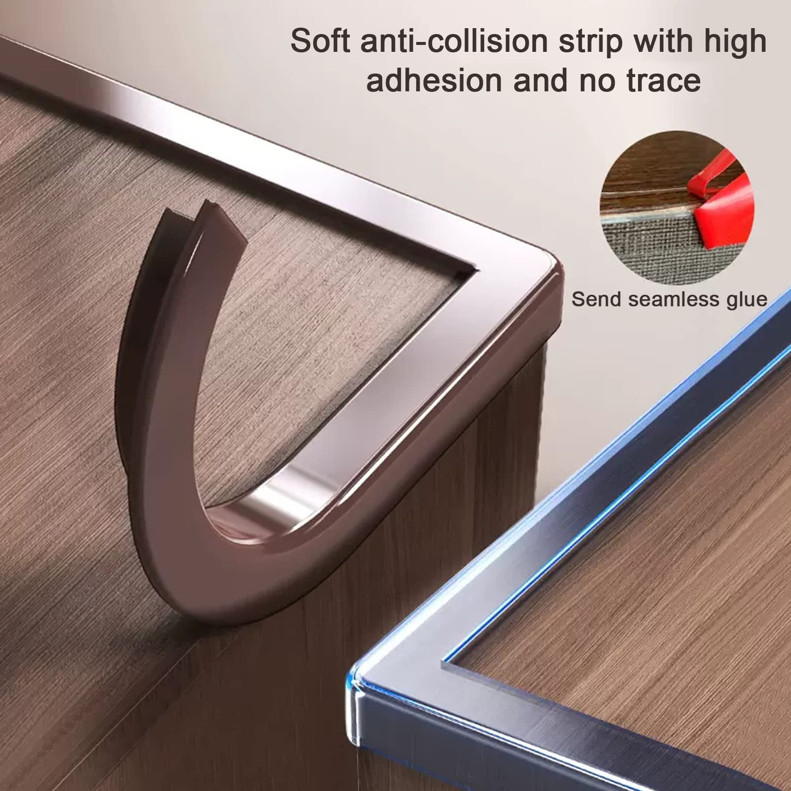 Striscia di Protezione per Bordi Trasparente, Pre-Nastro Adesivo in PVC Protezioni angolari per Angoli acuti del cassetto del Tavolo dell'Armadio,Brown-20mmx2m