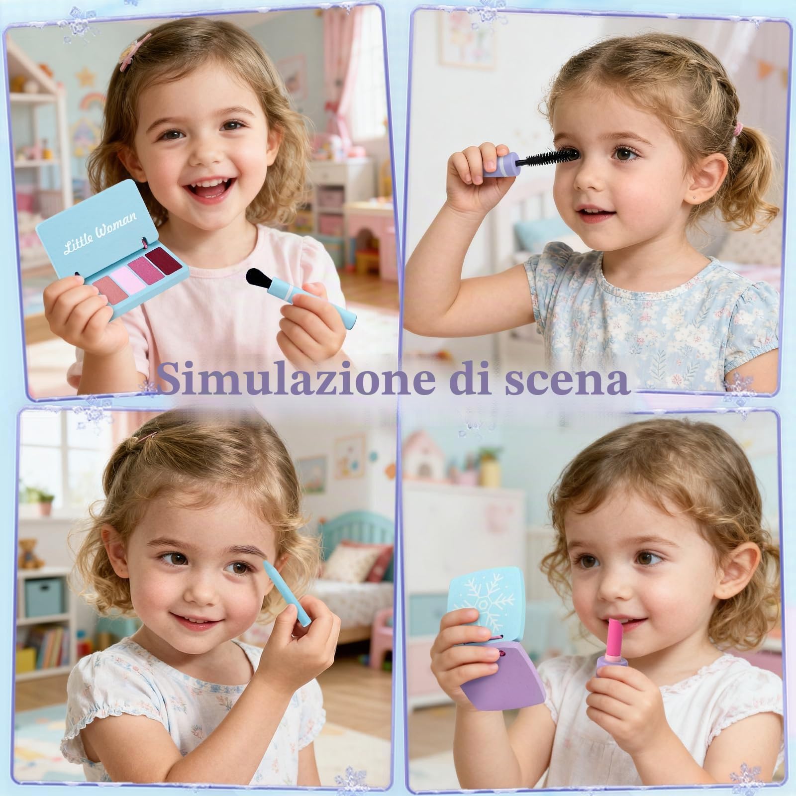 Atoylink Frozen Postazione Trucco Bambina in Legno, Toeletta Trucco Bambina con Specchiera Set Trucchi Bambina & Set Parrucchiera Bambina, Frozen Giochi Giocattoli Regalo per Bambino 3 4 5 6 Anni