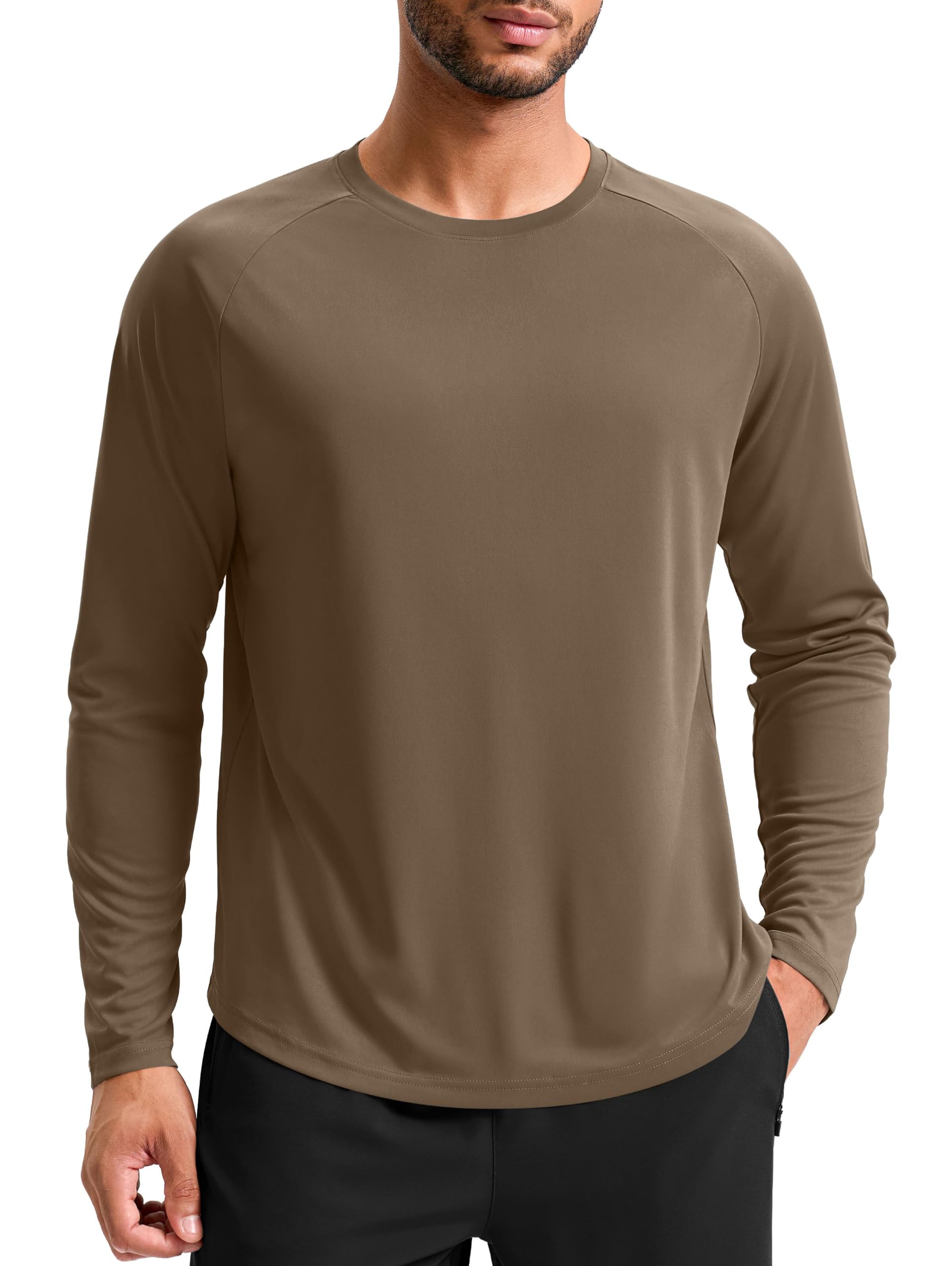 Soothfeel Men's Workout Shirts Long Sleeve Athletic Running Tops Quick Dry
