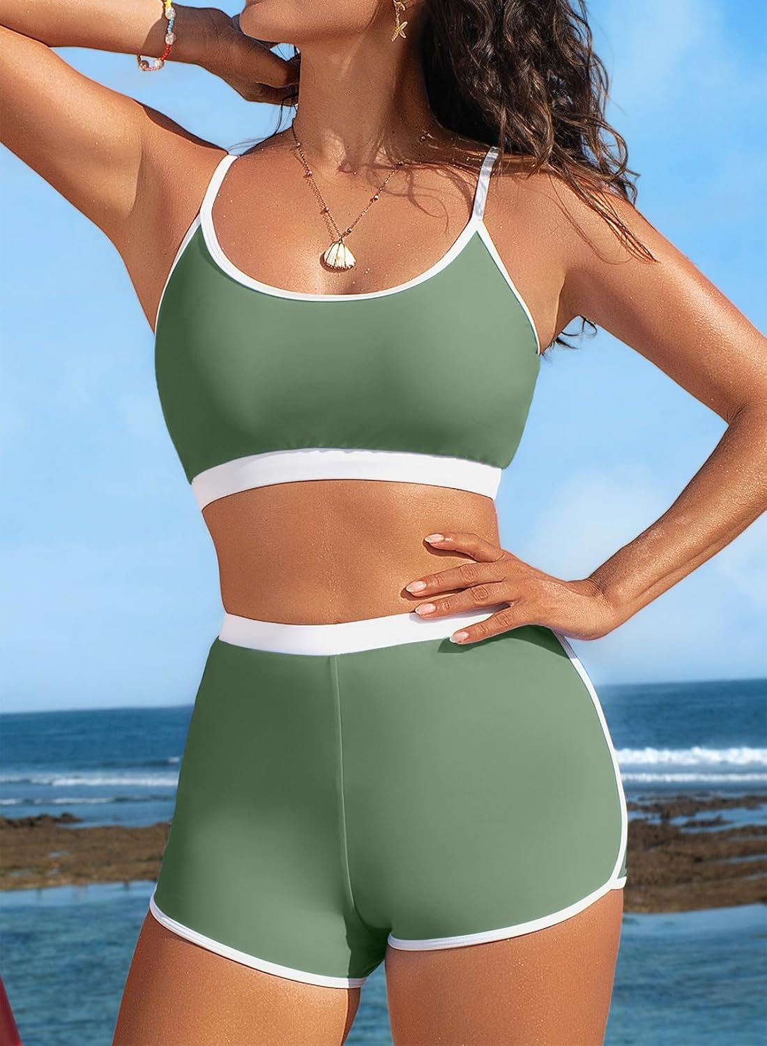 Herseas High Waisted Bikini Sets for Women - 2 Piece Tummy Control Swimsuits Modest Bathing Suit Shorts Swim Suits 2026 - Image 3