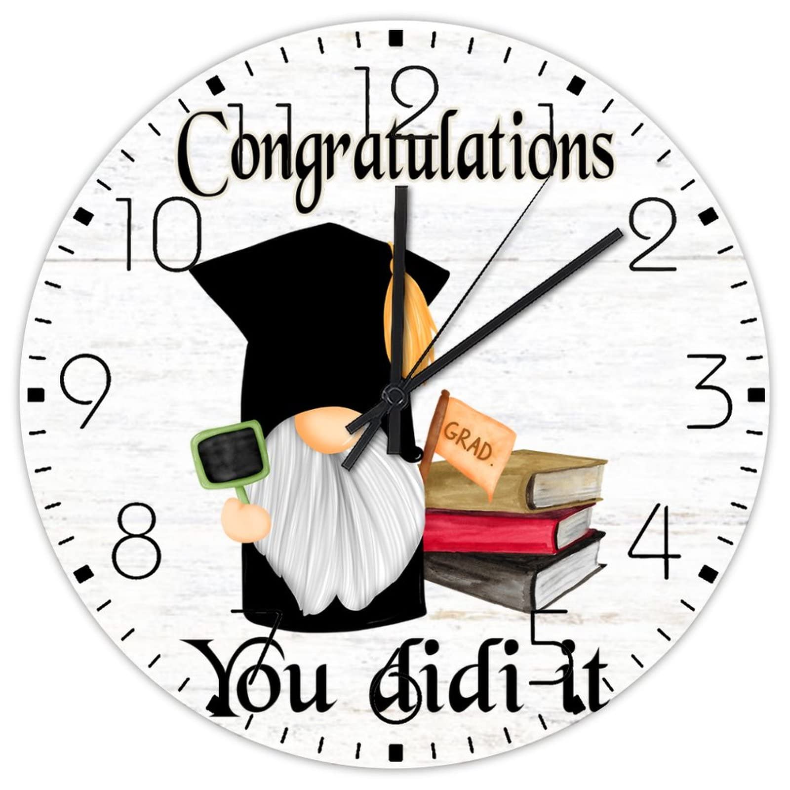 Horloge « Congratulations You Did It » en bois, l'objet déco motivationnel de 30,5 cm