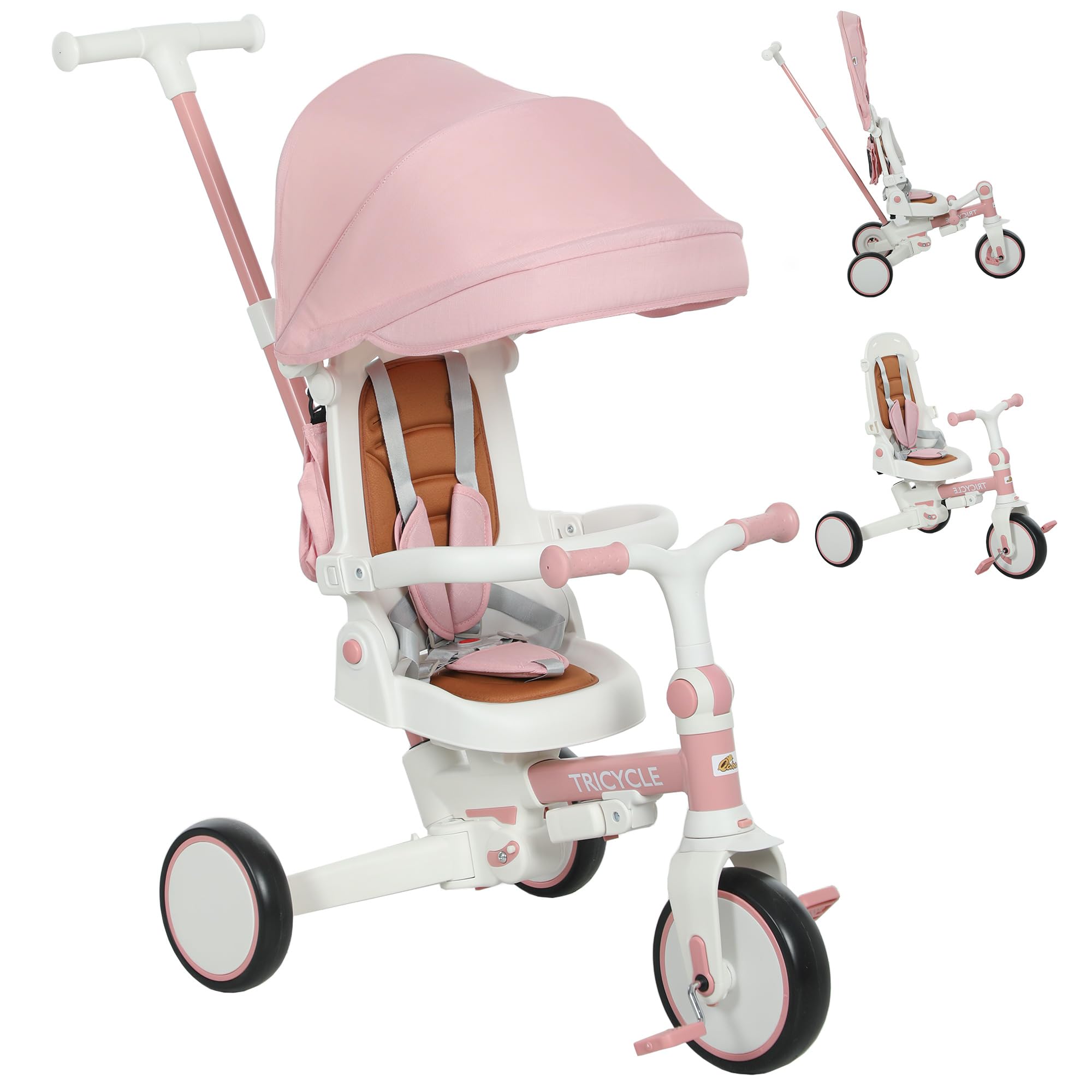 Qaba Toddler Tricycle, 7 in 1 Kids Trike with Adjustable