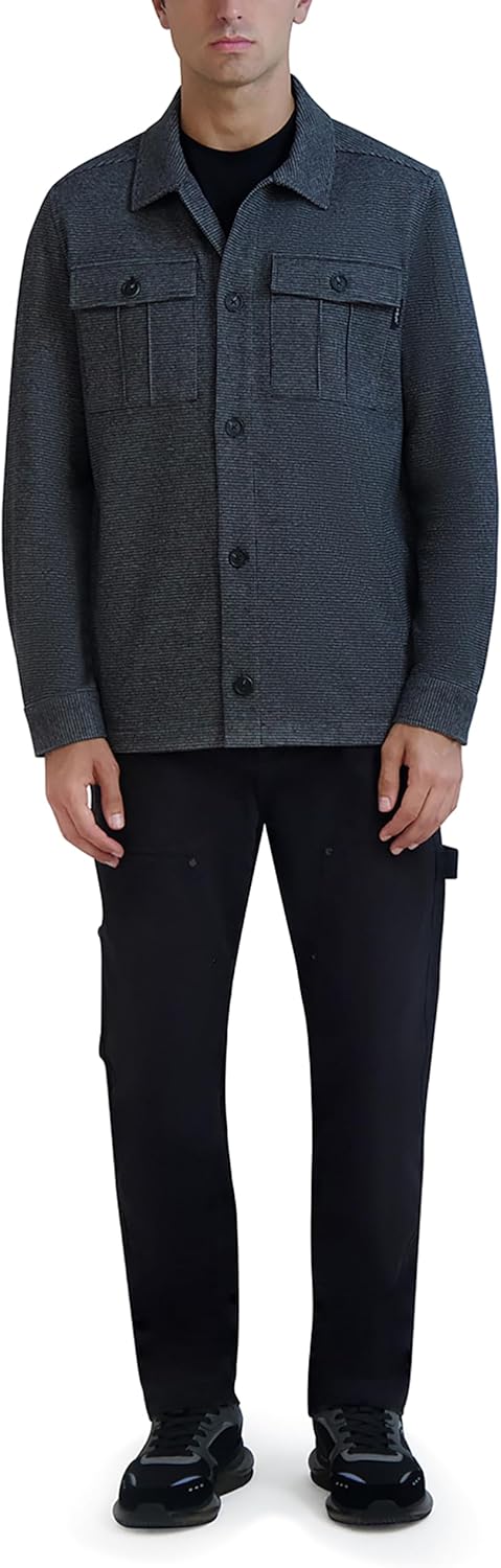 Karl Lagerfeld Mens Long Sleeve Heathered Shirt Jacket