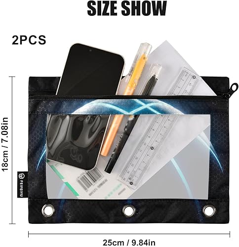 Miniatura 3 de Kigai Carpeta de baloncesto negra con 3 anillos, estuche con cremallera y bolsa transparente para lápices, paquete de 2 unidades para organizar la