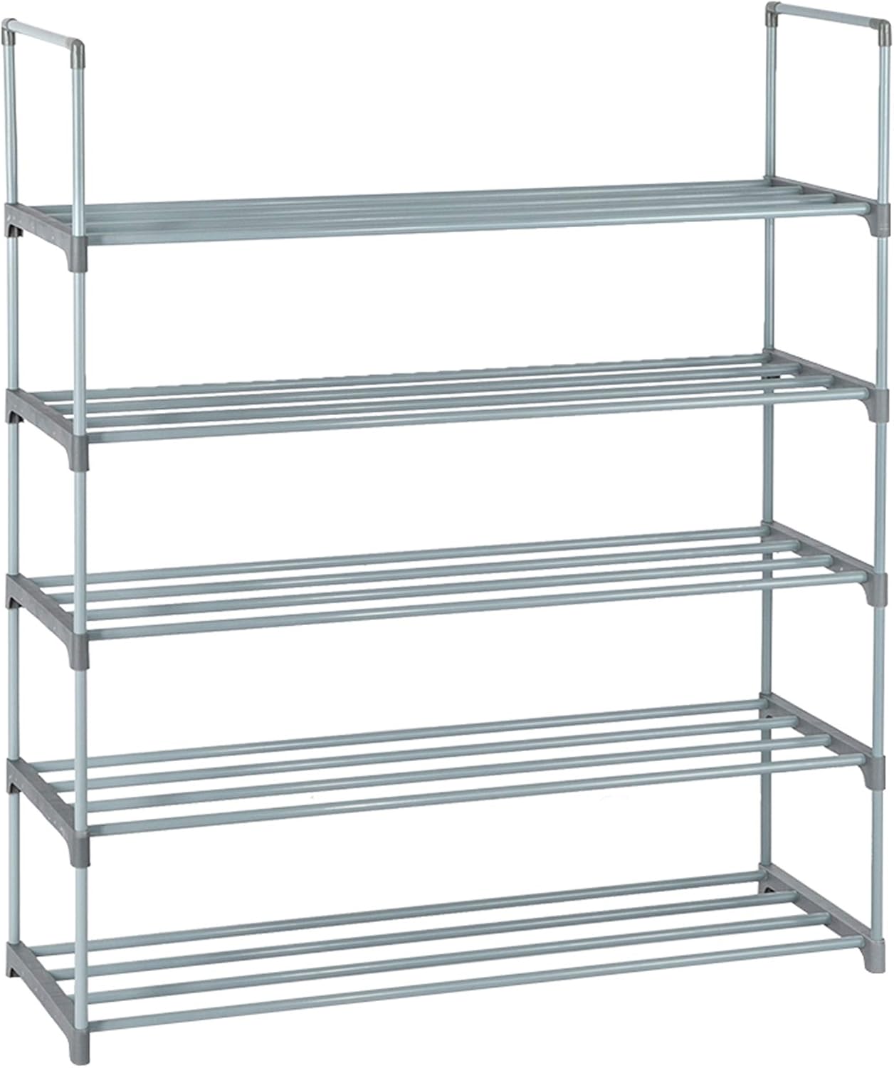 4 Tiers 2 Set Shoe Rack Stackable Shoe Storage Organizer Durable Shoe Tower Metal Shoe Shelf for Entryway Garage Shoe Holder Home Shoe Cabinet Black