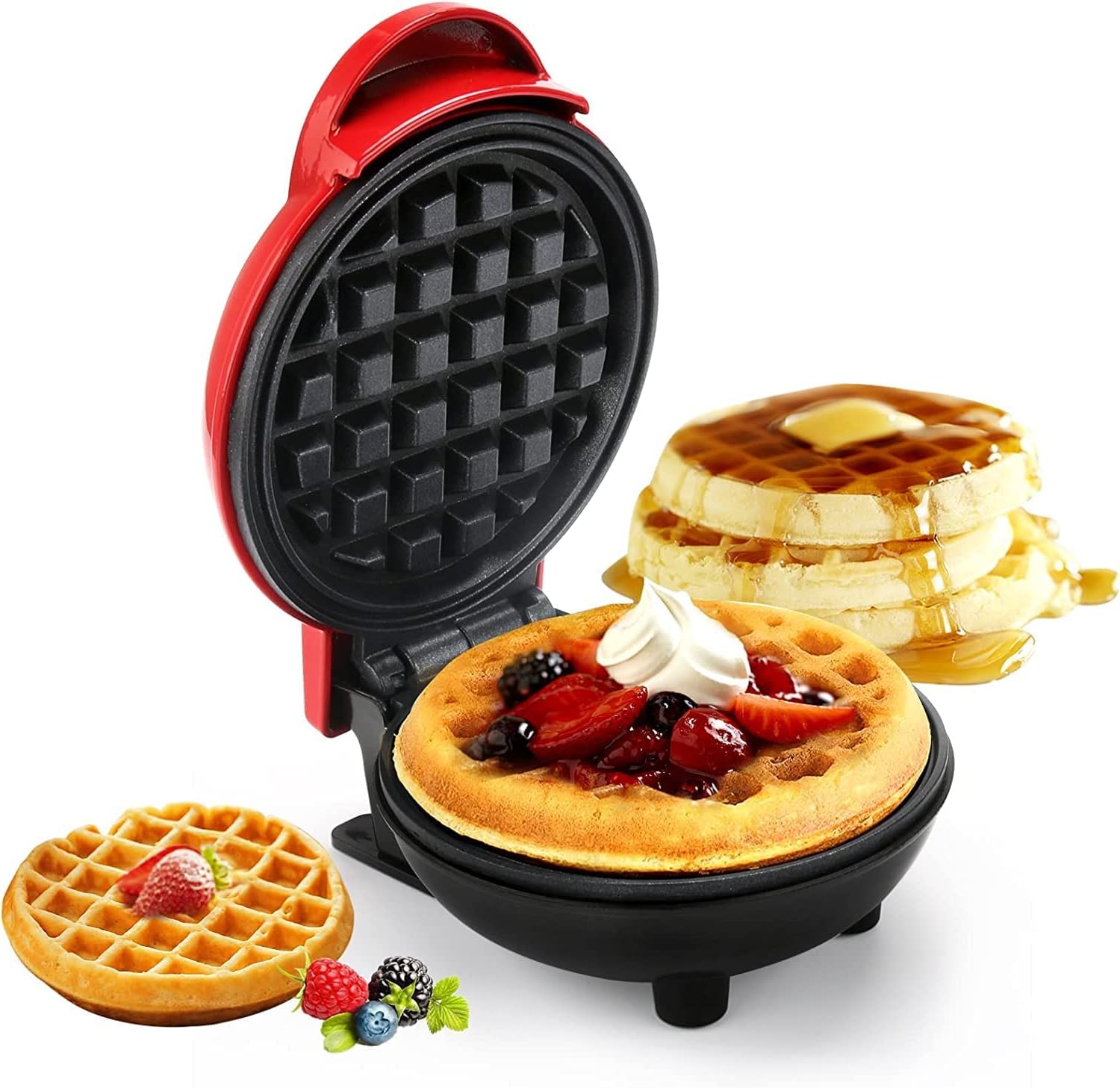 REMICH Mini Waffle Maker Machine - 4 Inch Waffle Mold || Nonstick Waffle Iron With Quick Heat-Up || Portable Electric Waffle Maker For Dessert, Sandwich, Pancakes, Other Snacks - 350W, Multicolor-picture-28