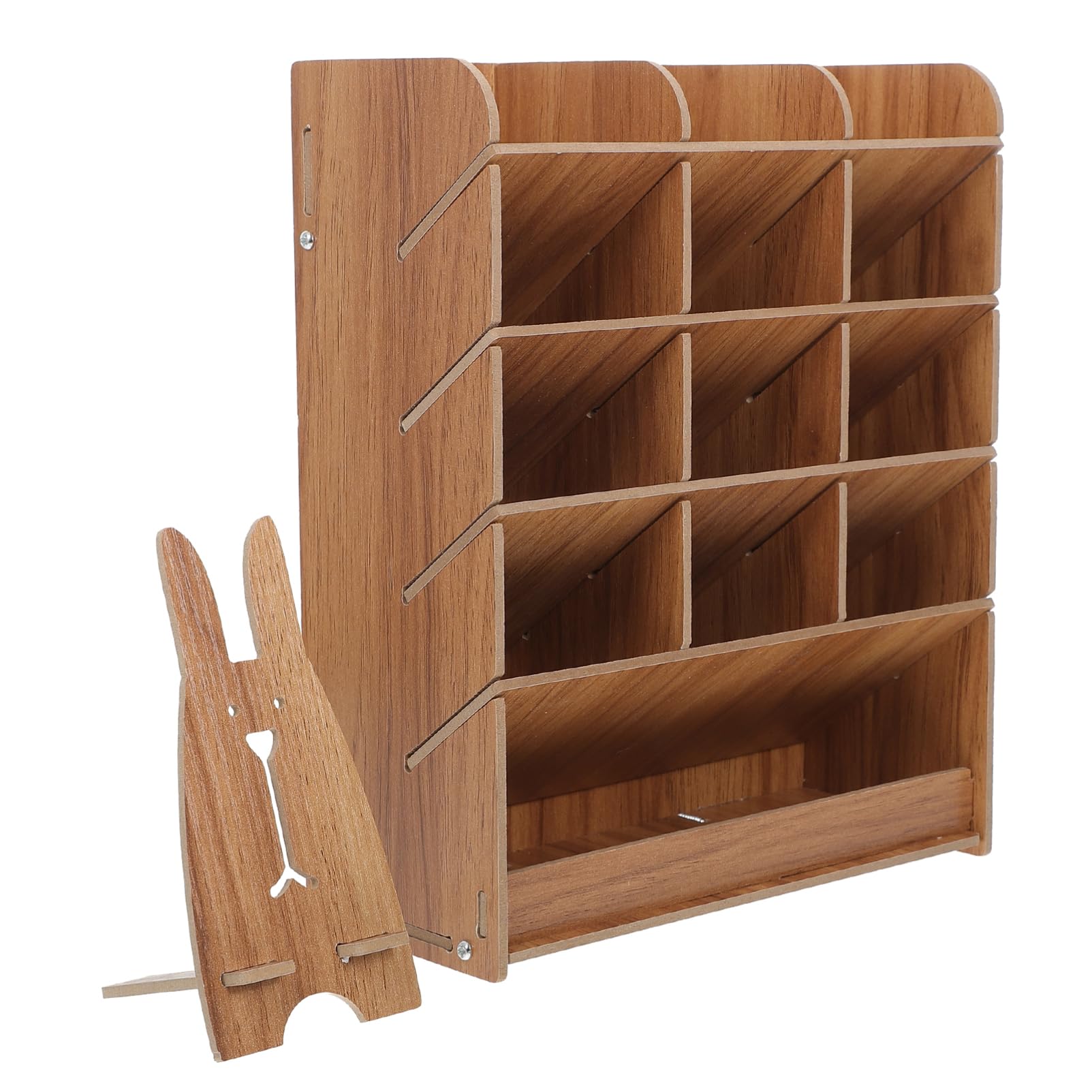 STOBOK Elegante Portapenne in Legno Per Scrivania Organizer Multifunzionale Per Cancelleria Con Bordi Arrotondati E Lisci in Legno Di Ciliegio