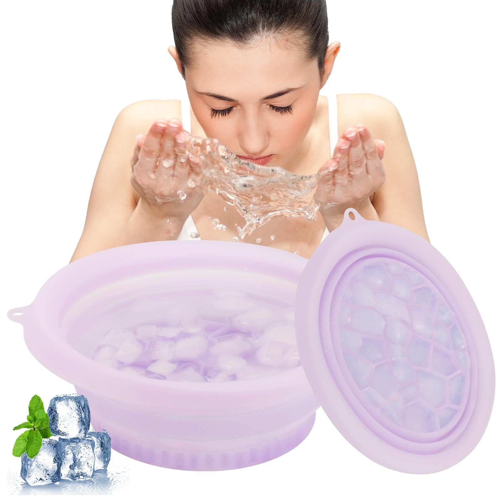 face bowl for ice with built-in icetray，purple