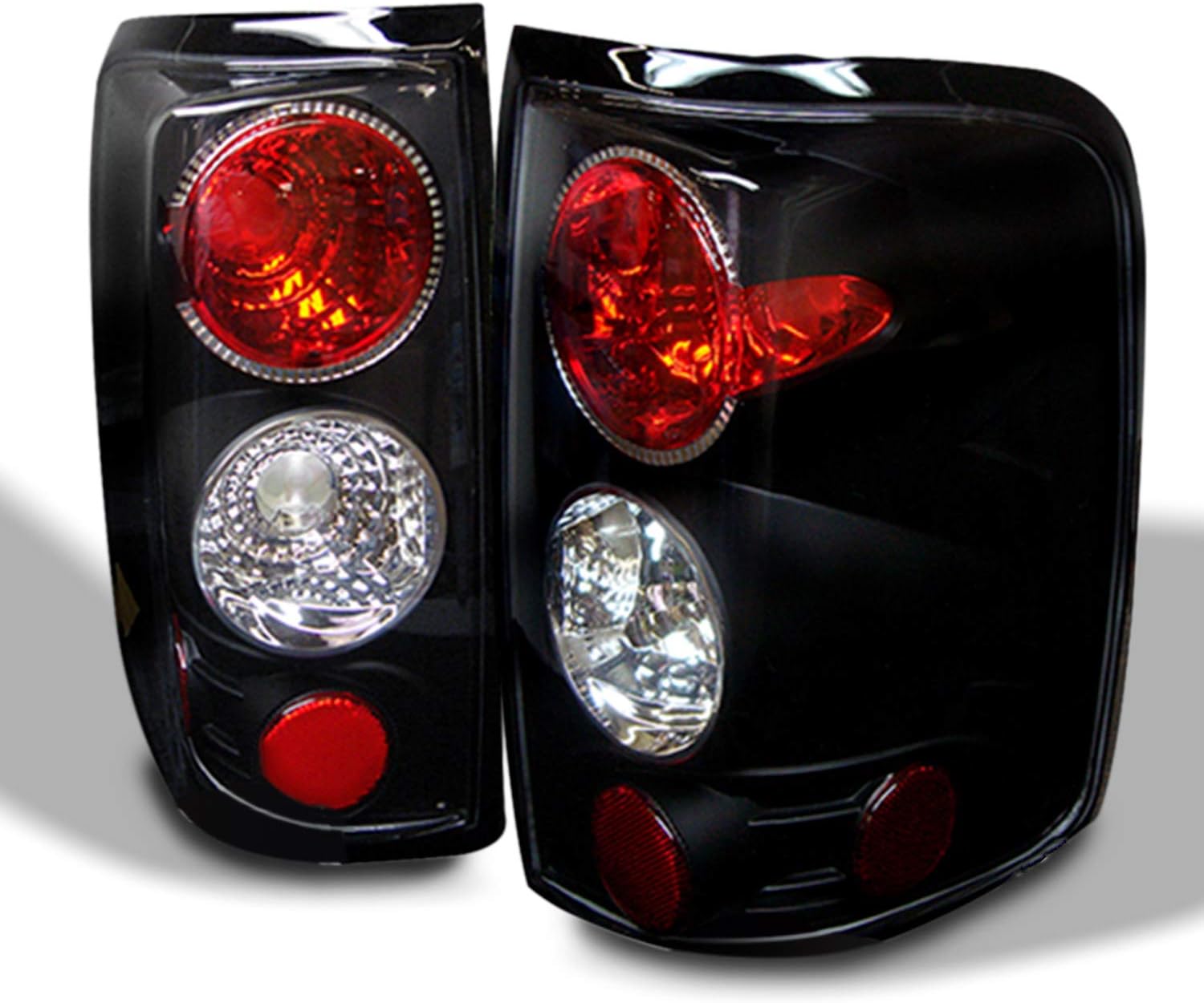 AKKON - For Ford F150 Pickup Black Bezel Dual LED G2 Projector Headlights Front Lamps + Tail Lamp Set