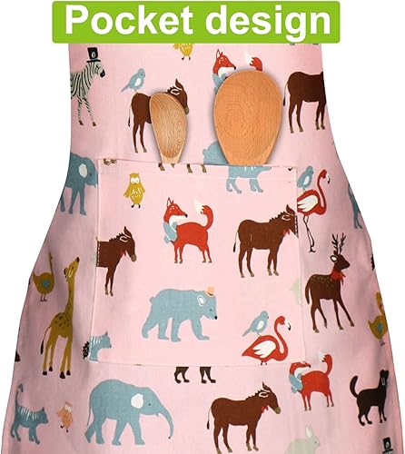 Miniatura 5 de Delantales de niños, delantal de algodón para niño, con correa ajustable en el cuello, delantal de chef infantil