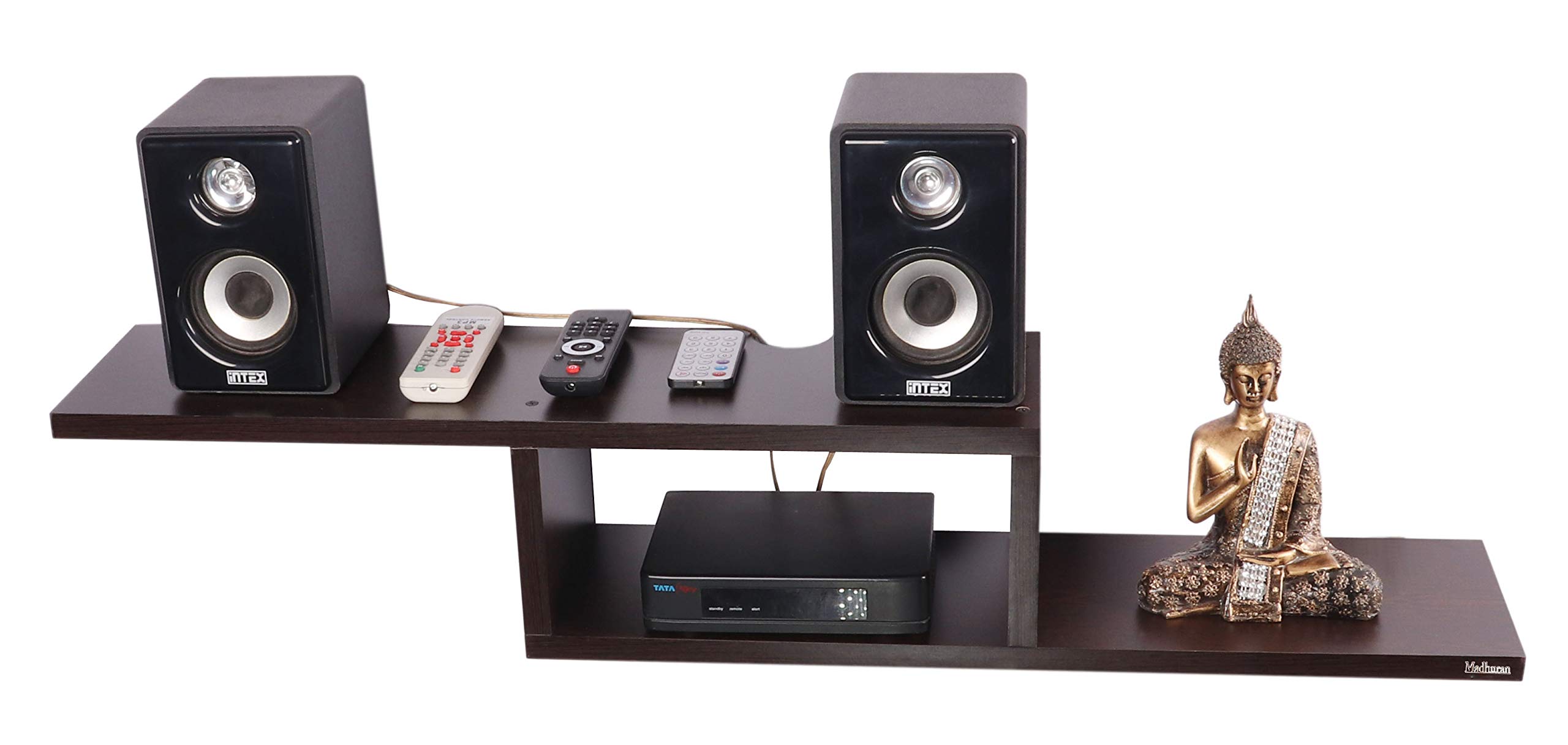 Madhuran Royal Engineered Wood Wall Mounted Set Top Box Tv Entertainment Units (Wenge) Readymade Home Bedroom Furniture Items Shelf Shelves Racks Stands-image-29