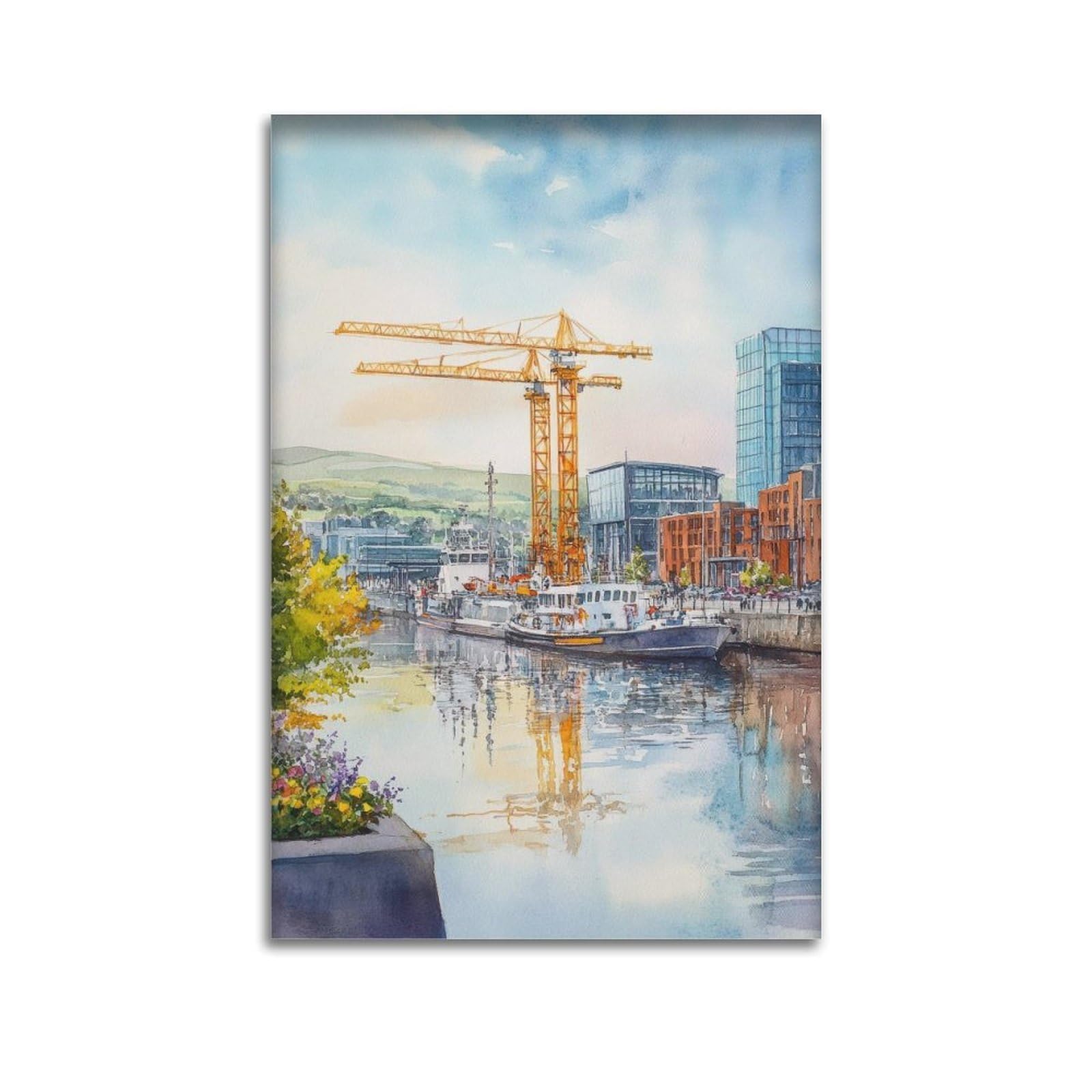 xiaoxiaoshen Belfast Northern Ireland Scenic City View_3 Canvas Poster Wall Art Prints Room Aesthetic Murals Bedroom And Living Decorations 24x36inch(60x90cm)