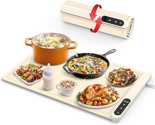 Alfombrilla plegable para calentar alimentos, Alfombrilla de calentamiento de silicona para alimentos, Bandeja de calentamiento eléctrico,