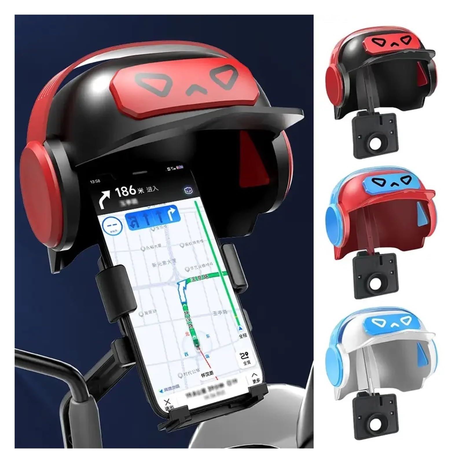 Support Telephone Velo Moto Support De Téléphone Portable pour Moto Et Vélo Électrique Petit Casque De Dessin Animé Support De Navigation Pare-Soleil Étanche(Gray)