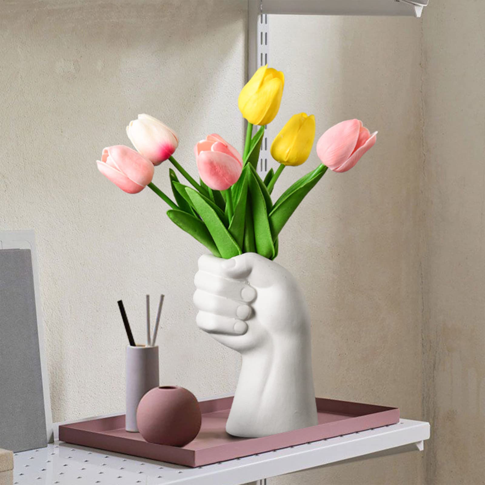 Plcnn Moderne Kunst Hand Vaas, Witte Keramische Kunst Bloem Vaas Menselijk Lichaam Arm Keramische Vaas Voor Kantoor Slaapkamer Thuis Arrangement Decor