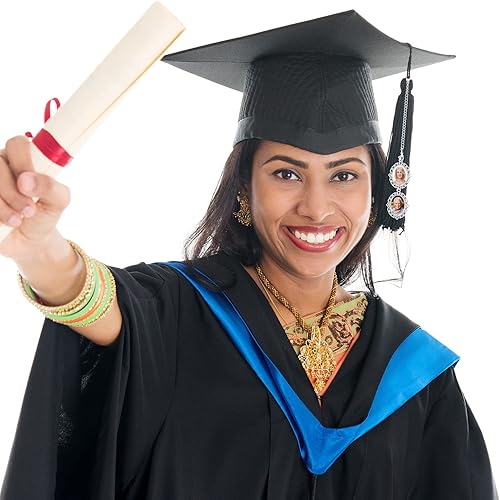 Miniatura 14 de Sureio 20 dijes de graduación para fotos 2025 con diseño de gorra de graduación conmemorativa con borlas, cadenas de fotos antiguas personalizadas