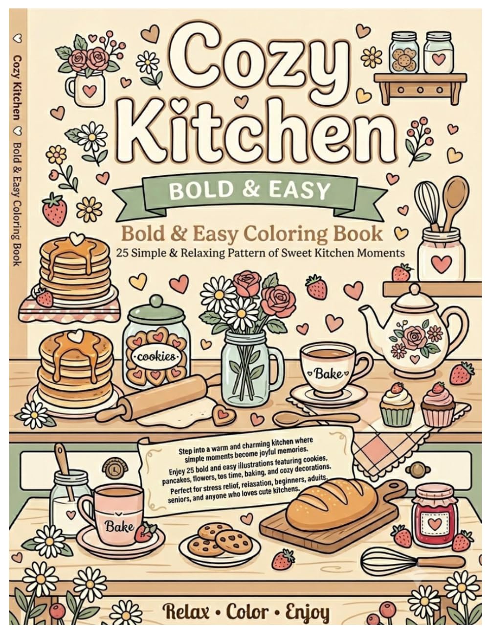 Cozy Kitchen: Bold & Easy Coloring Book