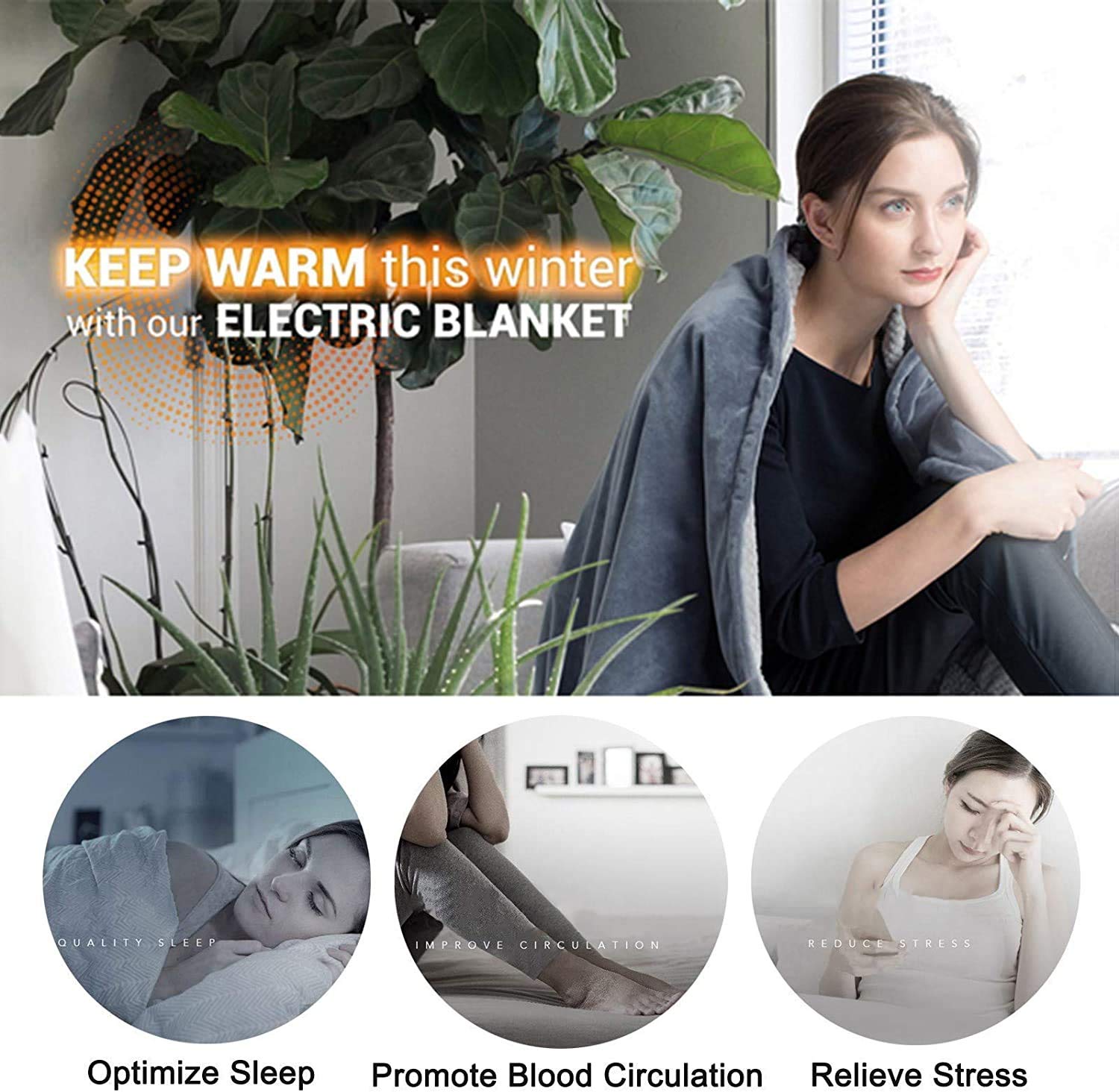 Coperta Riscaldata con Scialle Riscaldato Usb, Coperta Riscaldata Elettrica, con 3 Modalità Di Temperatura Regolabile Coperta Elettrica, per Aereo/Auto/Campeggio/Casa