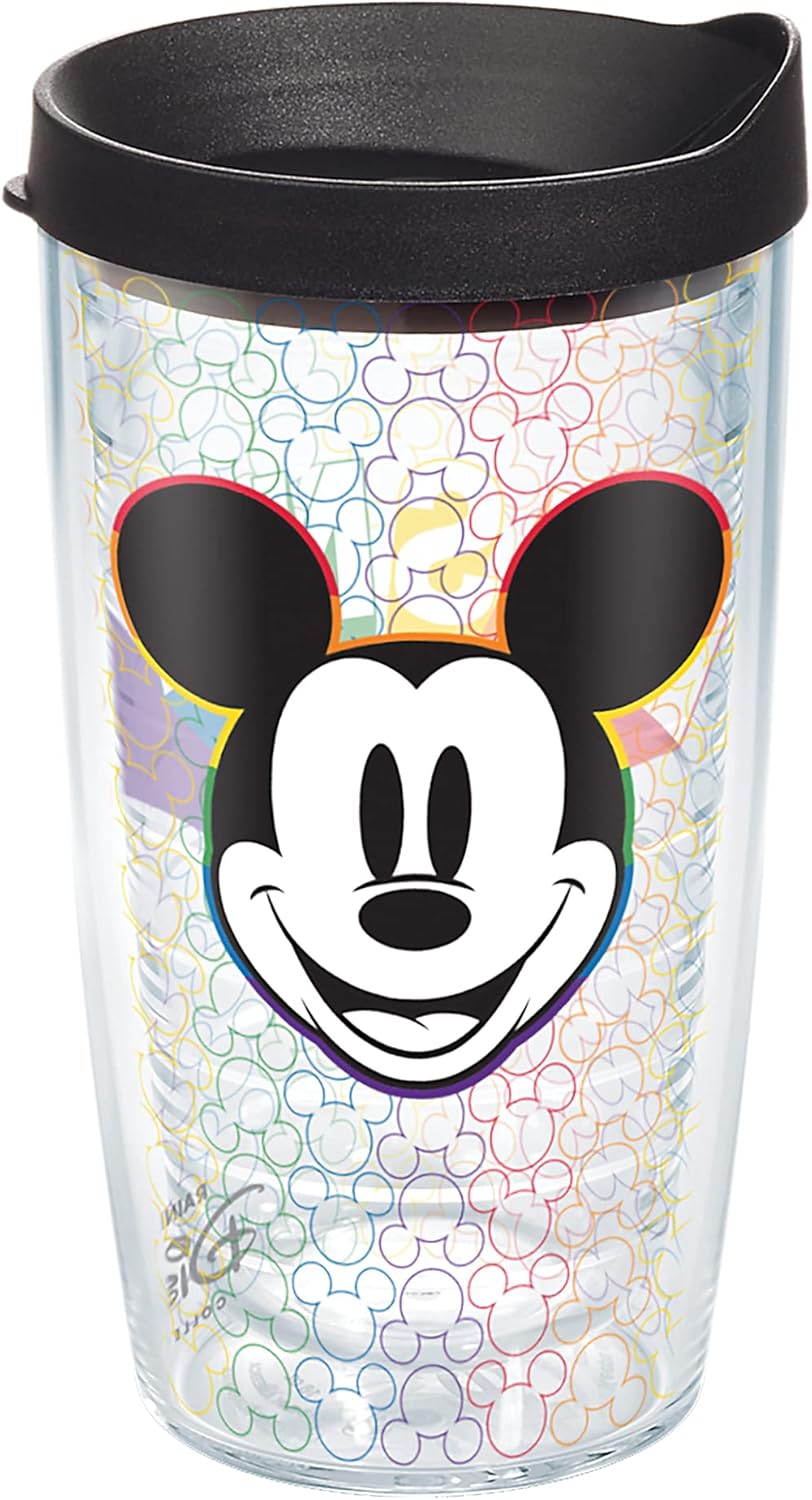 Tervis Disney Mickey Rainbow Made in USA Double Walled Insulated Tumbler Travel Cup Keeps Drinks Cold & Hot, 16oz, Classic